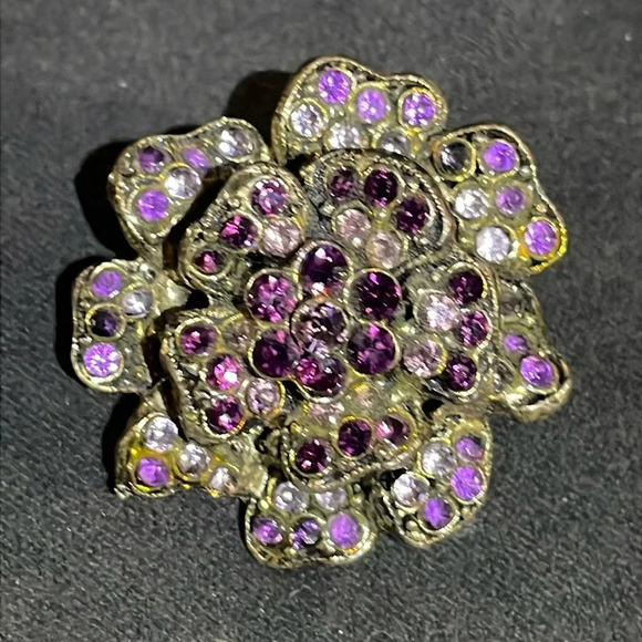 Vintage purple rhinestone rise brooch - Picture 1 of 3